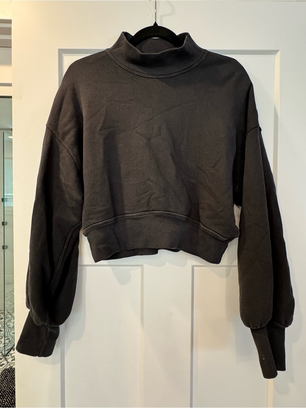 Spiritual Gangster - Cropped Mock Neck Sweatshirt - Black